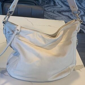 Coach Zoe Cream Leather Hobo Shoulder Bag